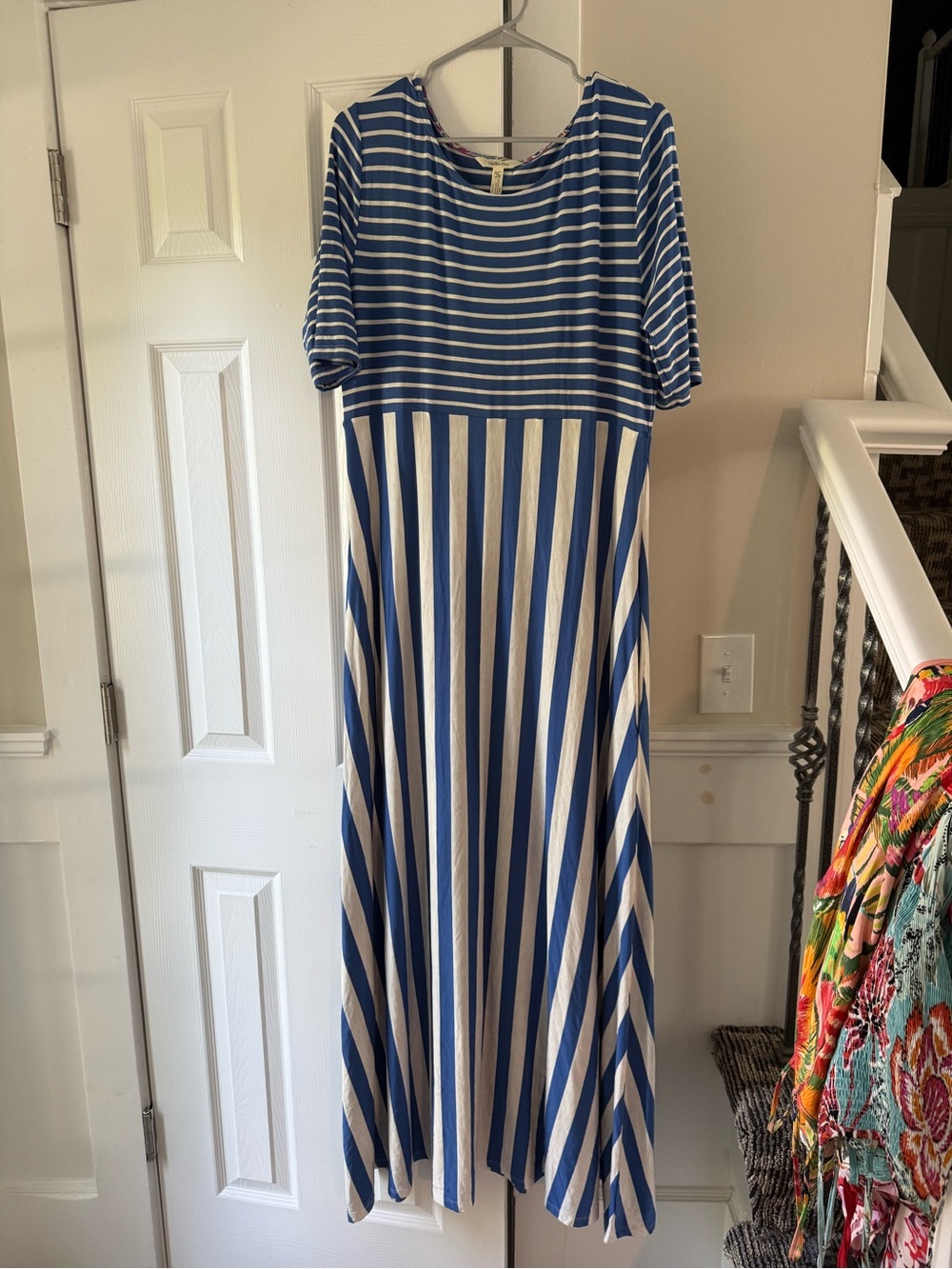 Matilda Jane Women’s Size XL Maxi Dress Out Of The Blue Blue & White Stripe EC2